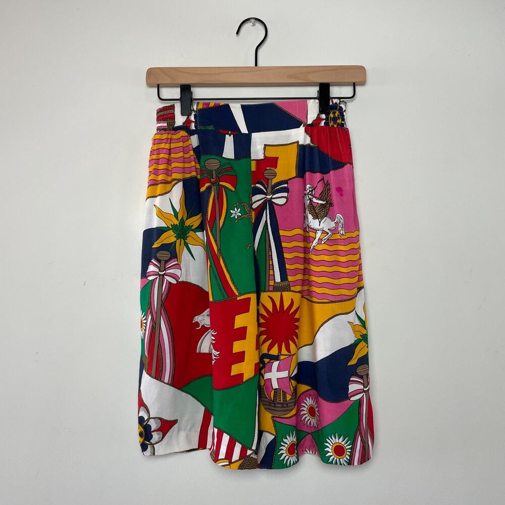 Vintage 80s Bold Graphic Print Shorts S Maximalist Equestrian Dopamine Dressing